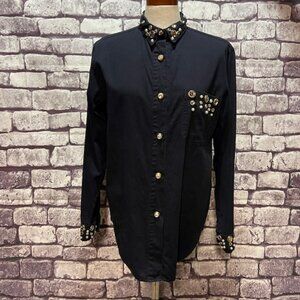 Monique Fashions Vintage Black Long Sleeve Blouse Size 6